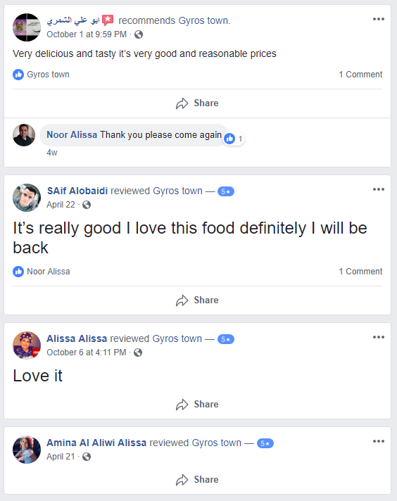 Gyros Town Food Truck More Testimonials